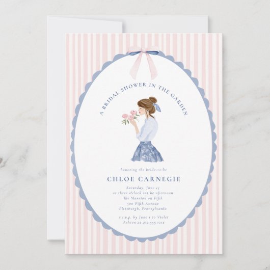 Invitation Coquette Bow Garden Hand Painted Bridal Shower (Devant)