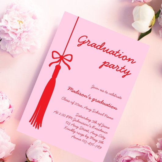 Invitation Coquette Bow Grad Tassel 2025 Graduation