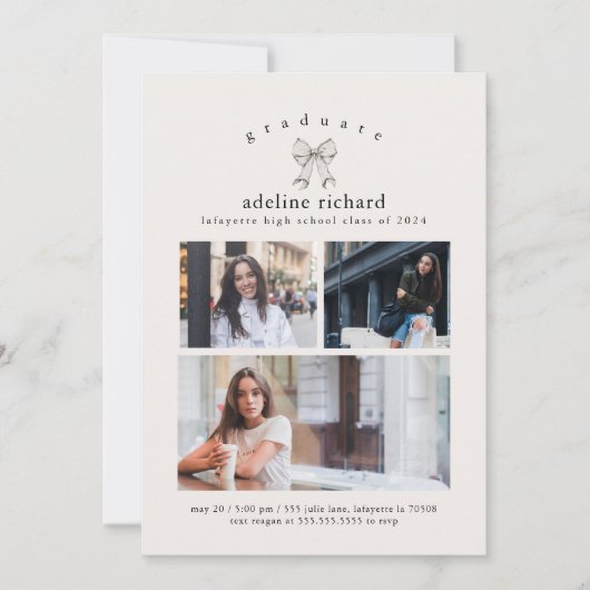 Invitation Coquette Bow Graduation Announcement (Devant)