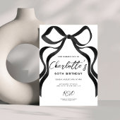 Invitation Coquette Bow Noir Style 60e fête d'anniversaire