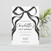 Invitation Coquette Bow Noir Style 60e fête d'anniversaire (Debout devant)