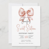 Invitation Coquette Bow or rose doux Script Sweet 16 (Devant)