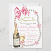 Invitation Coquette Bow Pearls et Fête des mariées de poursui (Devant)