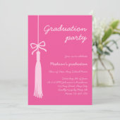 Invitation Coquette Bow Pink Grad Tassel 2025 Graduation (Debout devant)