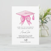 Invitation Coquette Bow Pink Graduation (Debout devant)