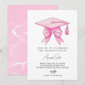 Invitation Coquette Bow Pink Graduation (Devant / Derrière)