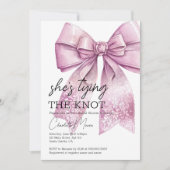 Invitation Coquette Bow Pink Tying La Fête des mariées Knot (Devant)