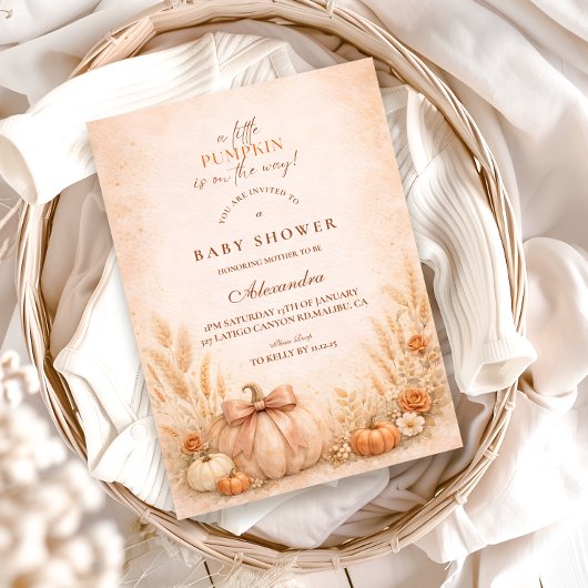 Invitation Coquette Bow Pumpkin Baby Shower