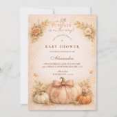 Invitation Coquette Bow Pumpkin Fall Baby Shower (Devant)