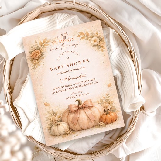 Invitation Coquette Bow Pumpkin Fall Baby Shower