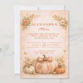 Invitation Coquette Bow Pumpkin Fall Graduation (Devant)