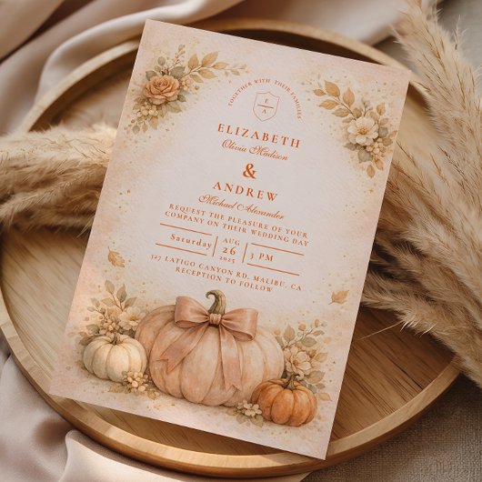 Invitation Coquette Bow Pumpkin Fall Wedding