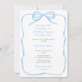 Invitation Coquette Bow Quelque chose de bleu Fête des mariée (Devant)