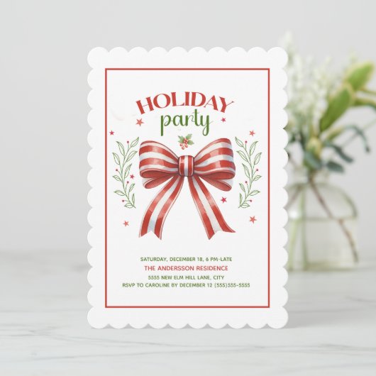 Invitation Coquette Bow Red Green (Debout devant)
