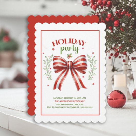 Invitation Coquette Bow Red Green