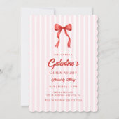 Invitation Coquette Bow Red Pink Galentine's Party (Devant)