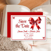 Invitation Coquette Bow Red Wedding Enregistrer la date