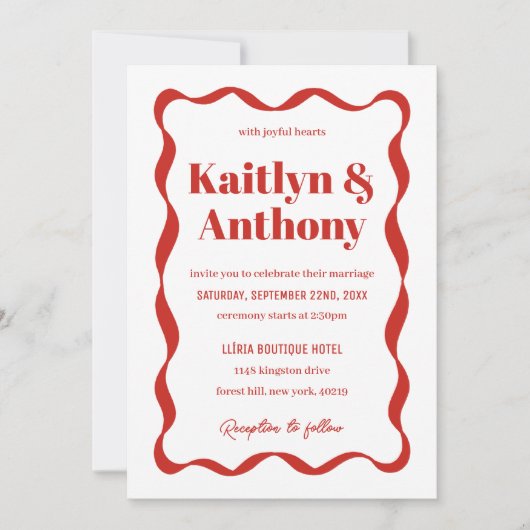 Invitation Coquette Bow Retro Wedding (Devant)