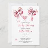 Invitation Coquette Bow rose Baby shower fille (Devant)