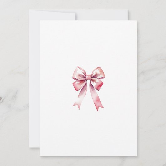 Invitation Coquette Bow rose Baby shower fille (Dos)