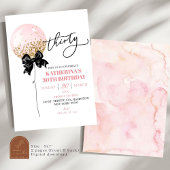 Invitation Coquette Bow rose Balloon Adulte Anniversaire