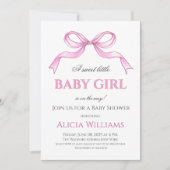 Invitation Coquette Bow rose C'est un Baby shower de fille (Devant)