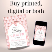 Invitation Coquette Bow rose C'est un Baby shower de fille