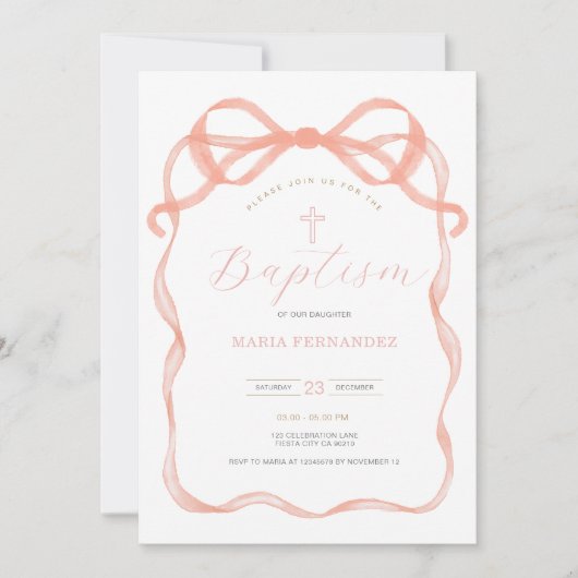 Invitation Coquette Bow rose Christing (Devant)