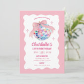 Invitation Coquette Bow Rose Disco Ball Girl Anniversaire (Debout devant)