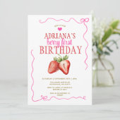 Invitation Coquette Bow rose En vichy Berry Premier anniversa (Debout devant)
