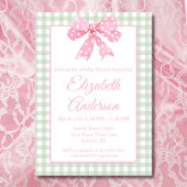 Invitation Coquette Bow Rose Et Sage En vichy Baby shower