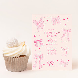 Invitation Coquette Bow rose fête d'anniversaire