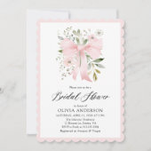 Invitation Coquette Bow rose Fête des mariées à galets florau (Devant)
