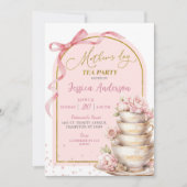 Invitation Coquette Bow rose Fête des Mères Tea Party (Devant)