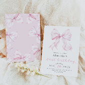 Invitation Coquette Bow rose Fille premier anniversaire