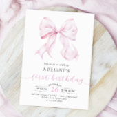 Invitation Coquette Bow rose Fille premier anniversaire