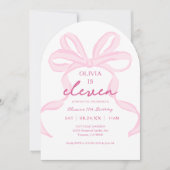 Invitation Coquette Bow rose Filles 11e Anniversaire (Devant)