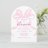 Invitation Coquette Bow rose Filles 11e Anniversaire (Debout devant)
