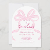 Invitation Coquette Bow rose Filles 12e Anniversaire de la fê (Devant)