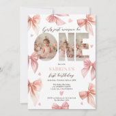 Invitation Coquette Bow Rose Girls veut juste le premier anni (Devant)