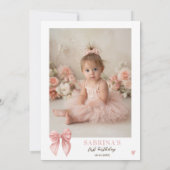 Invitation Coquette Bow Rose Girls veut juste le premier anni (Dos)