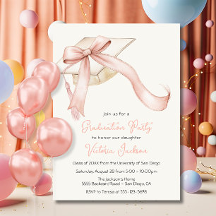 Invitation Coquette Bow rose Girly Graduation Cap
