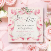 Invitation Coquette Bow rose mariage floral Enregistrer la da