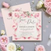 Invitation Coquette Bow rose mariage floral Enregistrer la da