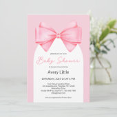 Invitation Coquette Bow rose moderne Baby shower fille (Debout devant)