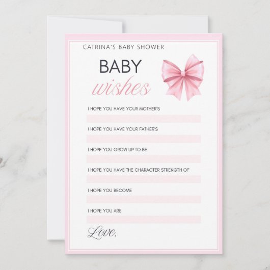 Invitation Coquette Bow rose - Nom modifiable, 5x7 (Devant)