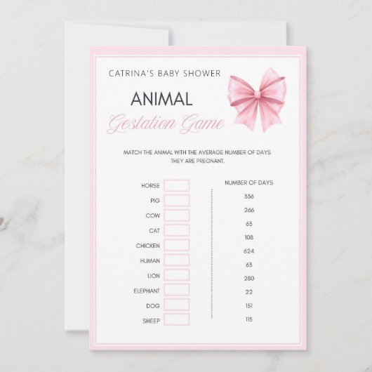 Invitation Coquette Bow rose - Nom modifiable, 5x7 (Devant)