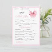 Invitation Coquette Bow rose - Nom modifiable, 5x7 (Debout devant)