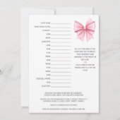 Invitation Coquette Bow rose - Nom modifiable, 5x7 (Dos)