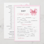 Invitation Coquette Bow rose - Nom modifiable, 5x7 (Devant / Derrière)